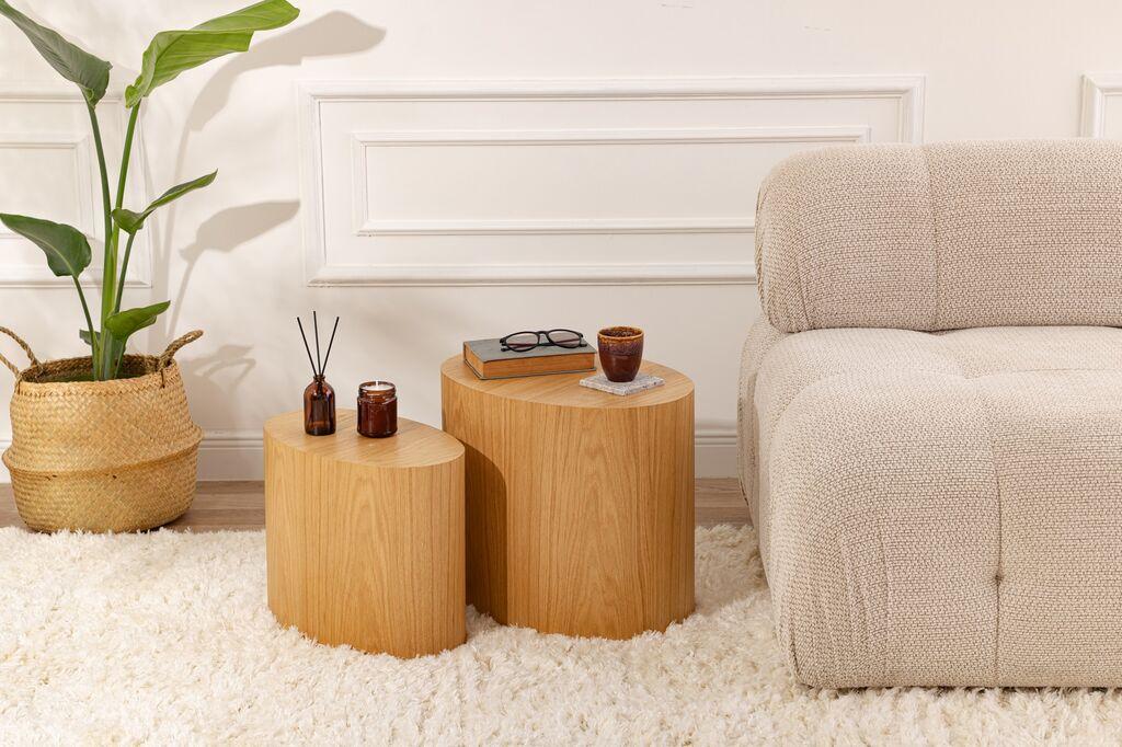 Комплет клуб маси Hanah Home Ellipse, 2 парчиња, кафеава