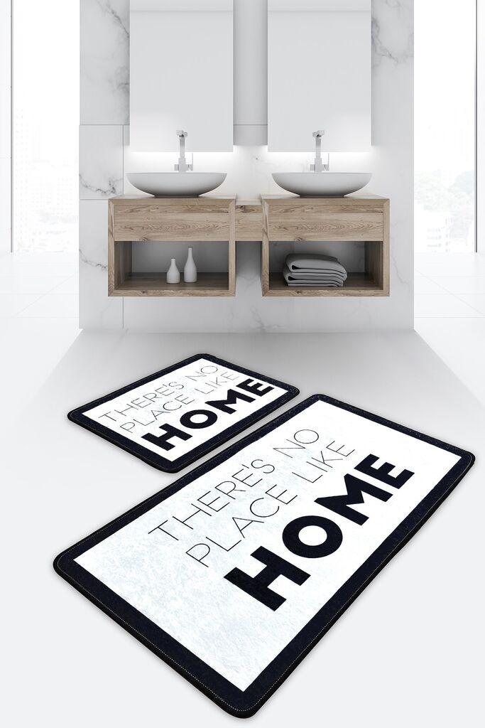 Подлога за бања L'essentiel Maison Like Home, 2 парчиња, сиво-црна