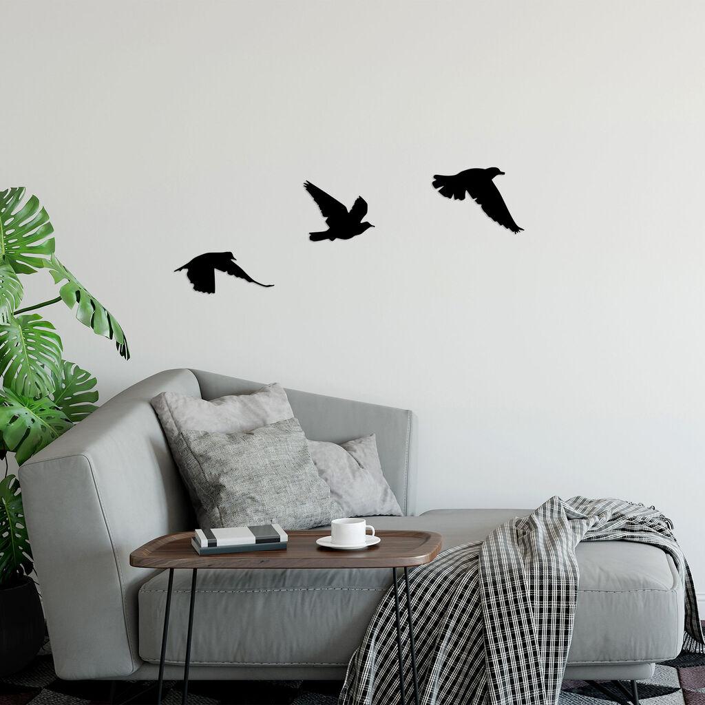 Wallity Комплет декорации за dzид Birds-477, 13x15cm 9x21cm 14x20cm, црна