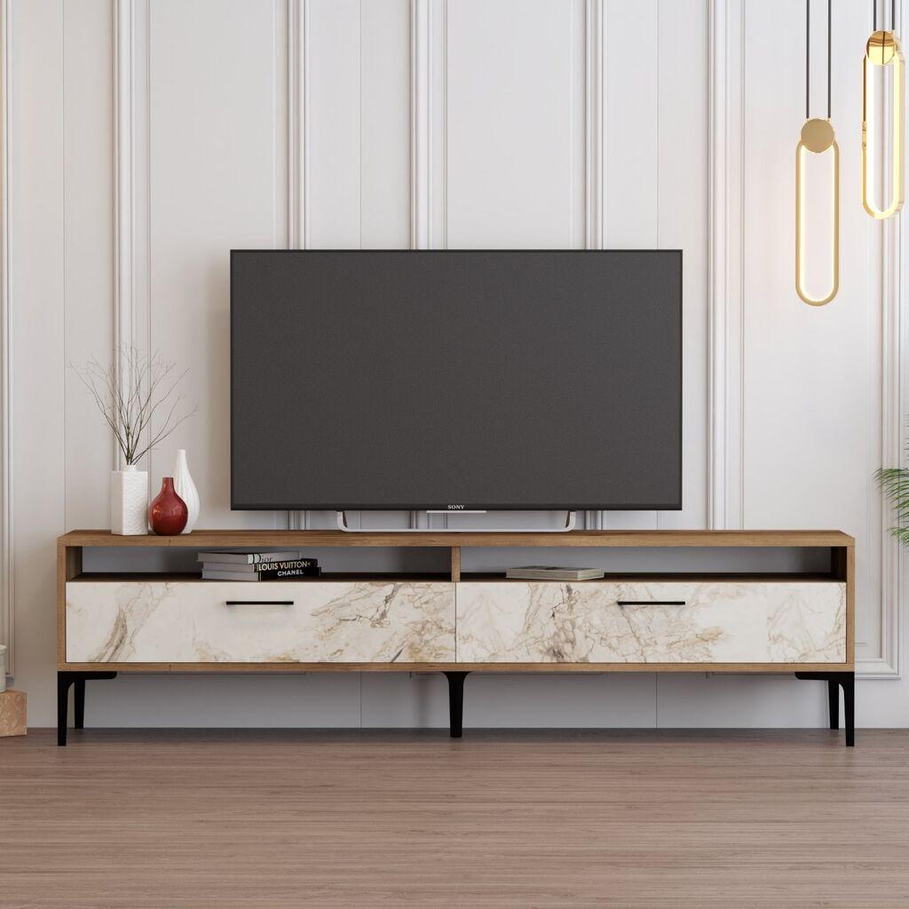 ТВ кабинет Hanah Home Istanbul 2, 180x35x47 см, оревово-бела