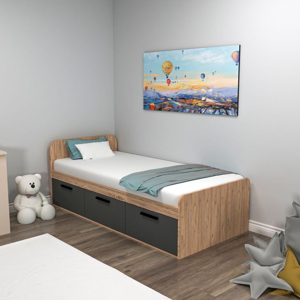 Рамка за кревет Hanah Home Akser, 91x50x193,6 см, кафеава боја