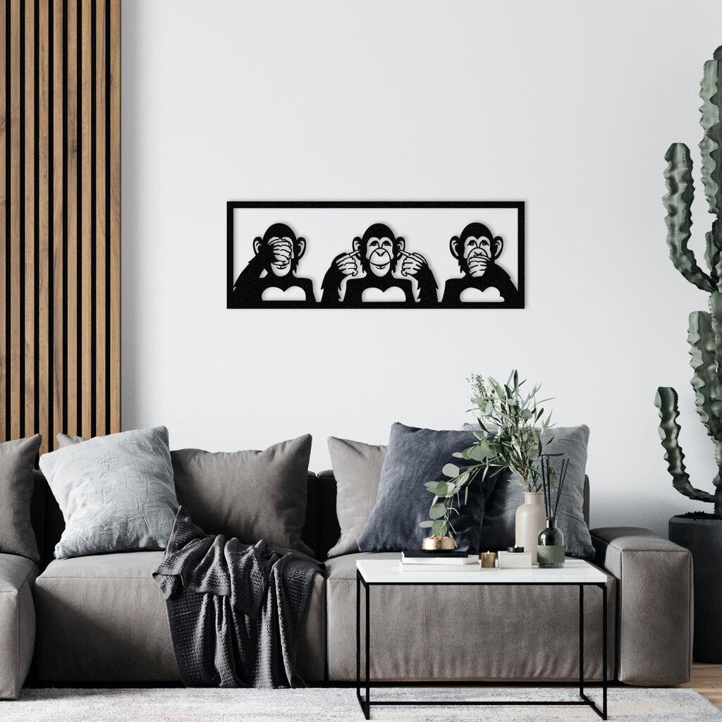 Wallity dzидна декорација Три мајмуни L, 100x36 см, црна