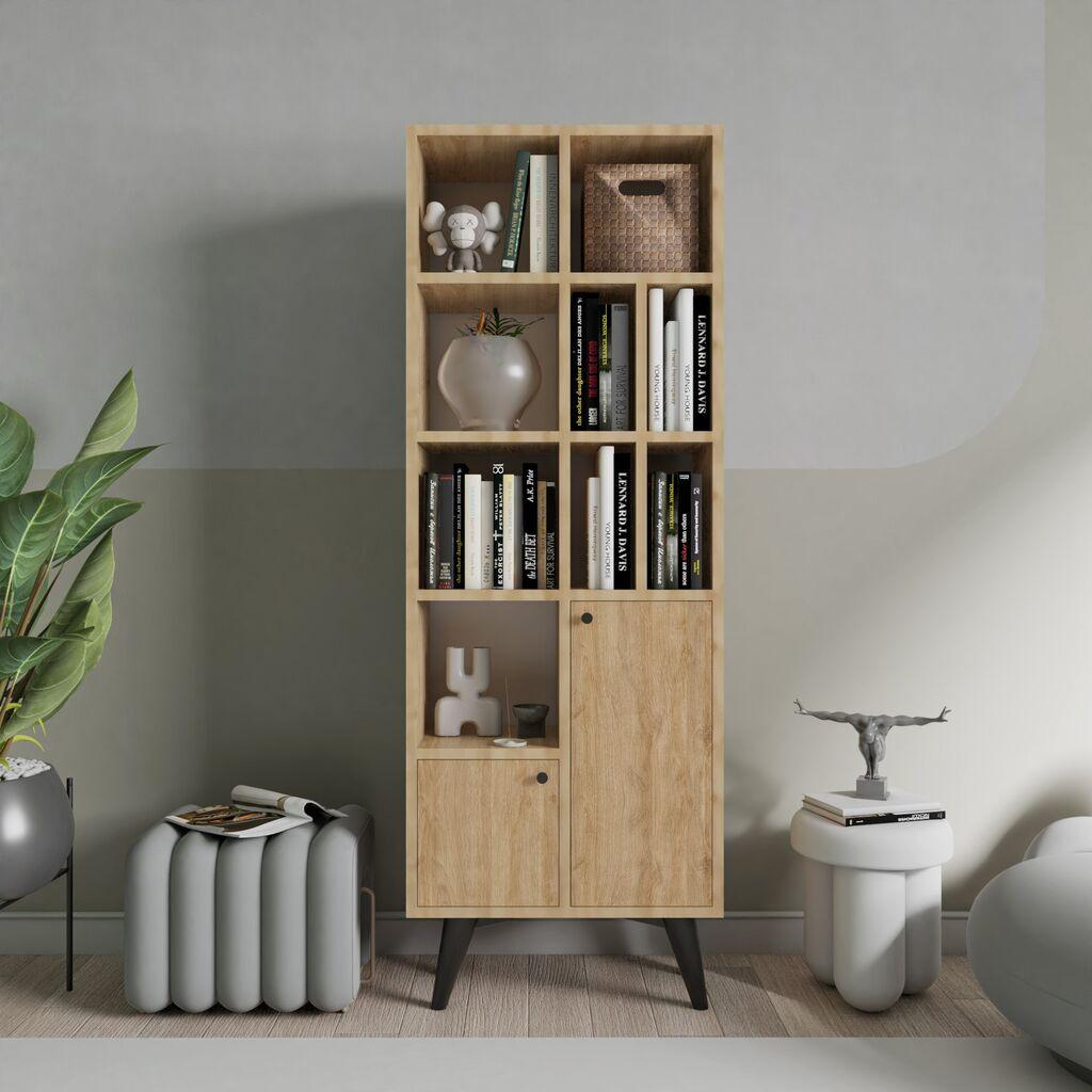 Полица за книги Hanah Home Kiato, 60x170x30 см, даб