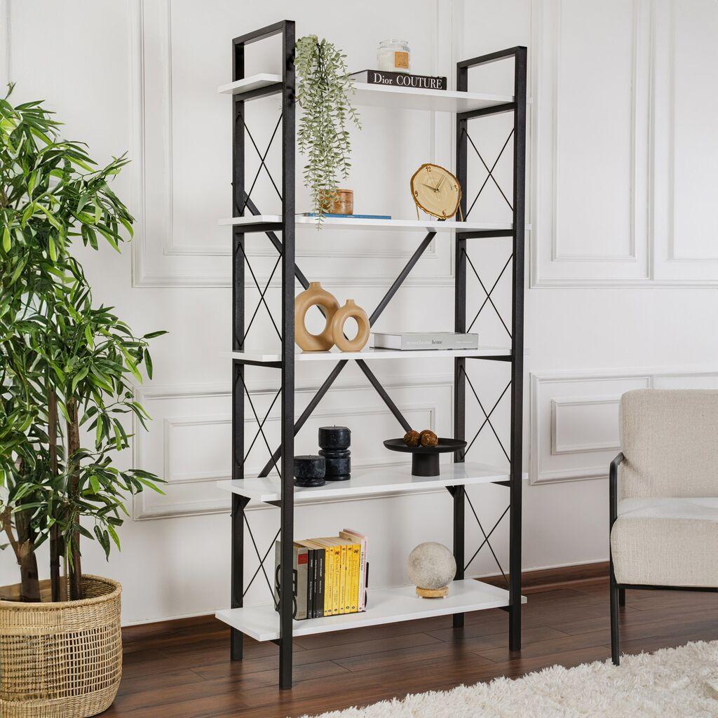 Полица за Книги Hanah Home Elysian, 90x180x33.5 см, Бела