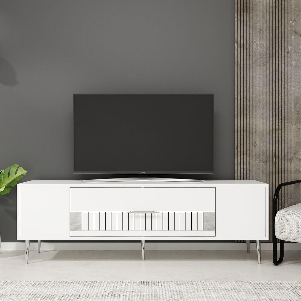 ТВ кабинет Hanah Home Decolp4, 150x48,2x29,6 см, бела-сребрена