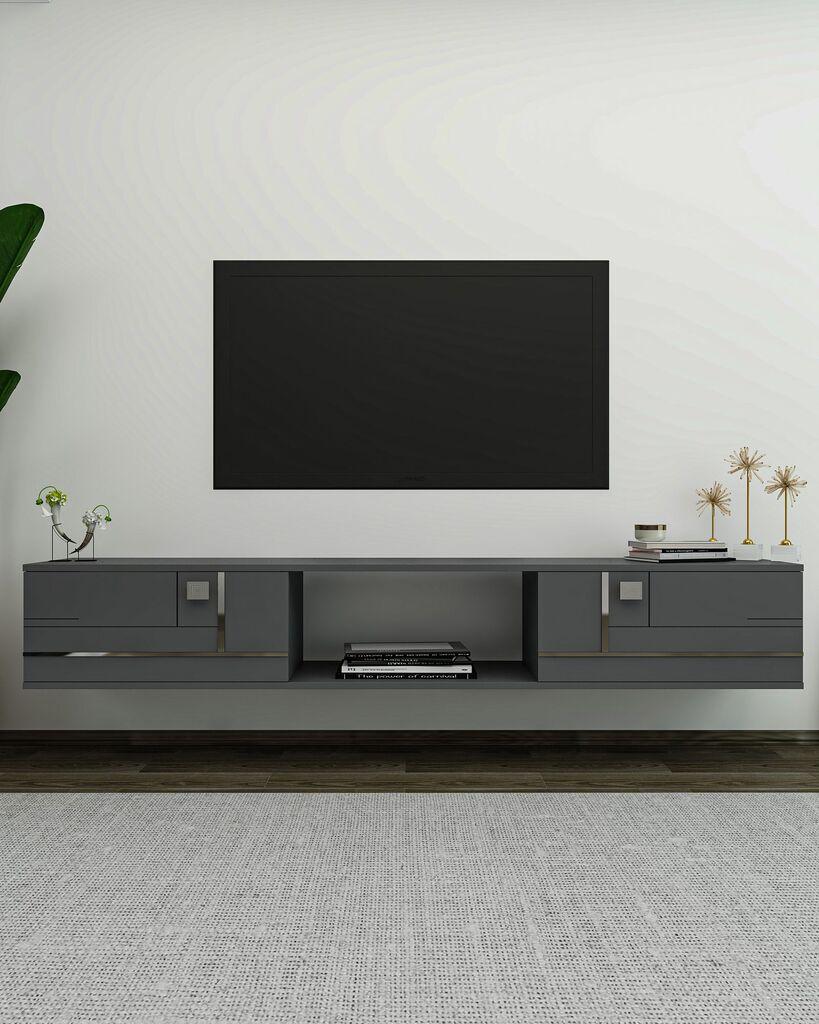 Комода за телевизор Hanah Home Aredam, 150x25,6x29,6 см, Антрацит