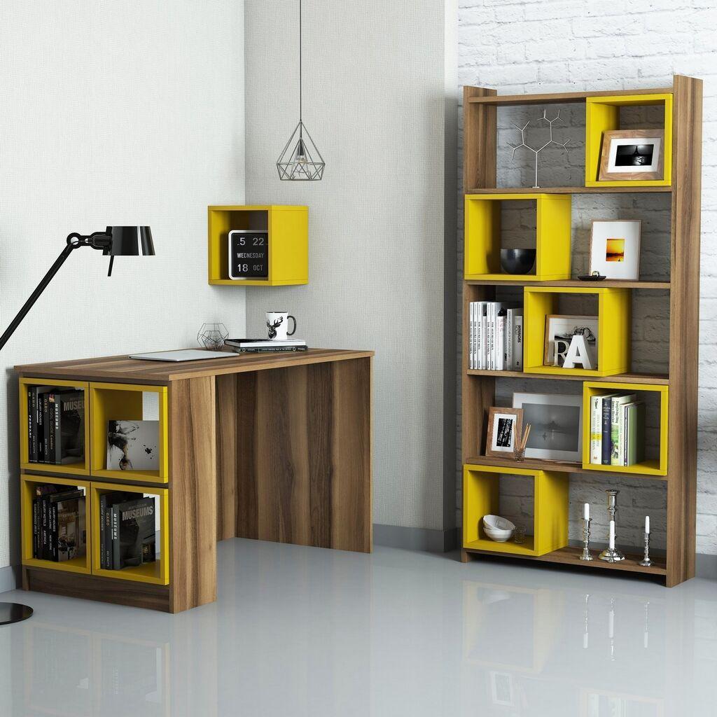 Комплет за студија Hanah Home Box, 3 парчиња, оревово-жолта