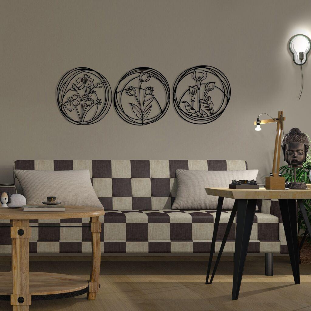 Wallity dzидна декорација Цвеќиња 5, 146x49 см, 1.2 мм, црна