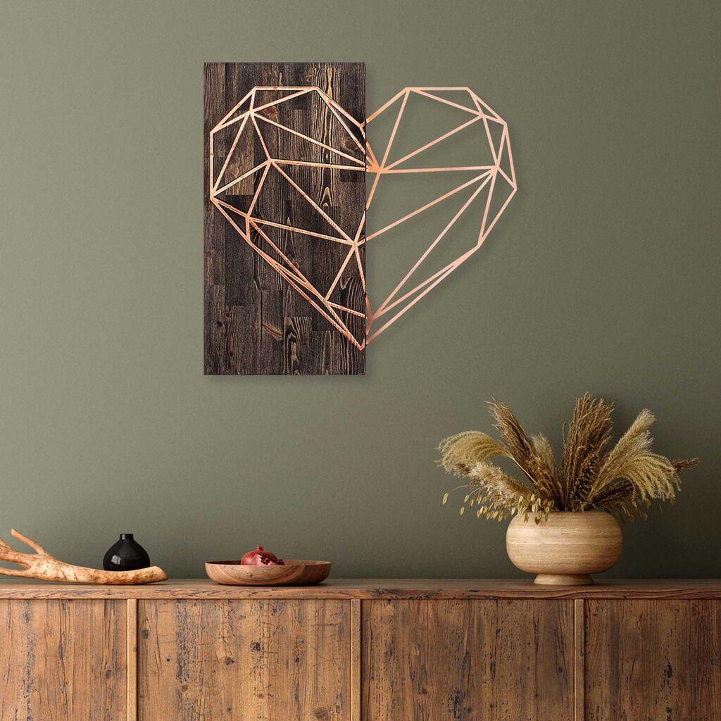 Wallity dzидна декорација срце, 58x58 см, бакарна