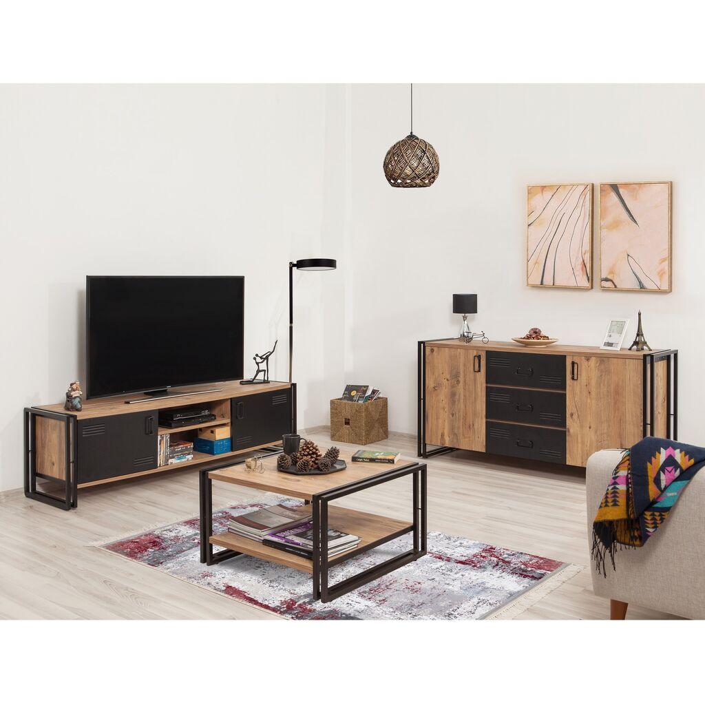 Комплет мебел за дневна соба Hanah Home COSMO-TKM.1, кафеаво-црн