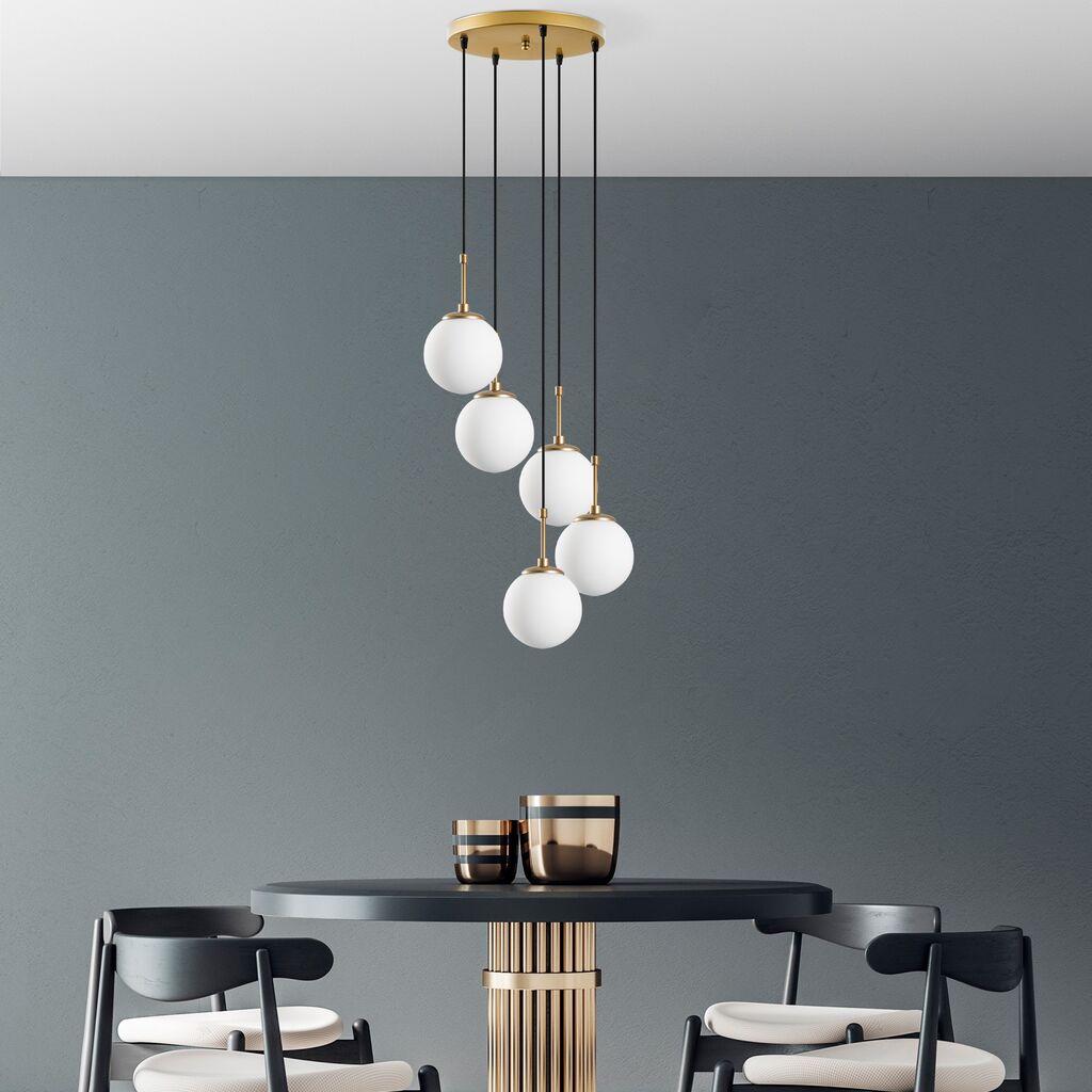 Opviq Luster Orbital-15-14017, 40x40x115cm, IP20, златно-бели бои