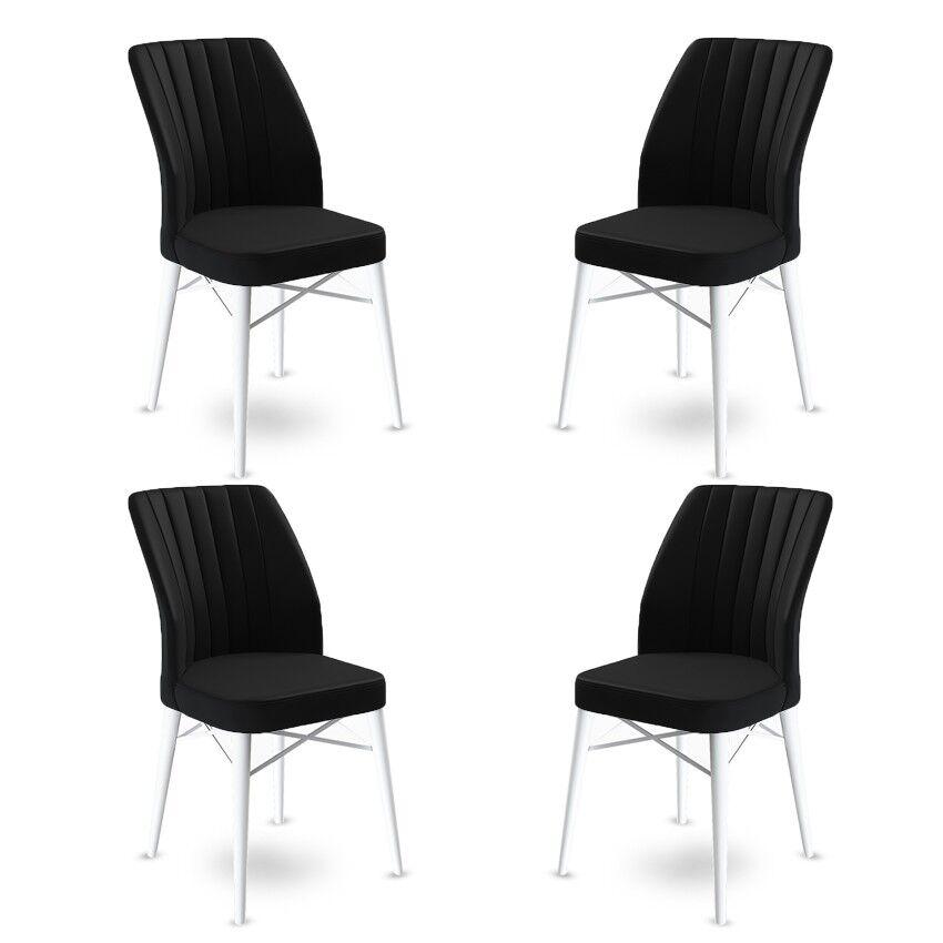 Комплет столчиња Hanah Home Flex, 45x93x42 см, 4 парчиња, црно-бели