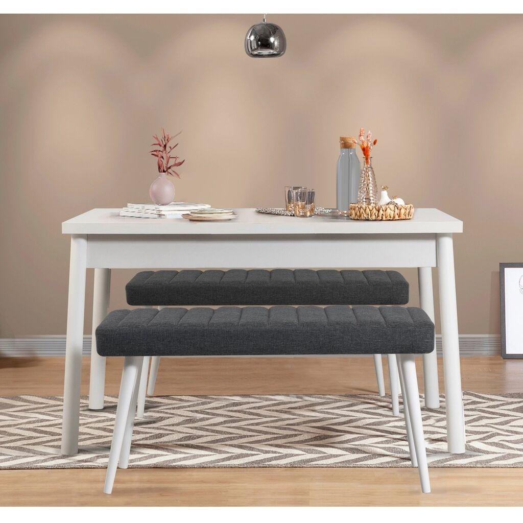 Hanah Home Set Трпезариска маса и 2 клупи Costa 1053, Антрацит
