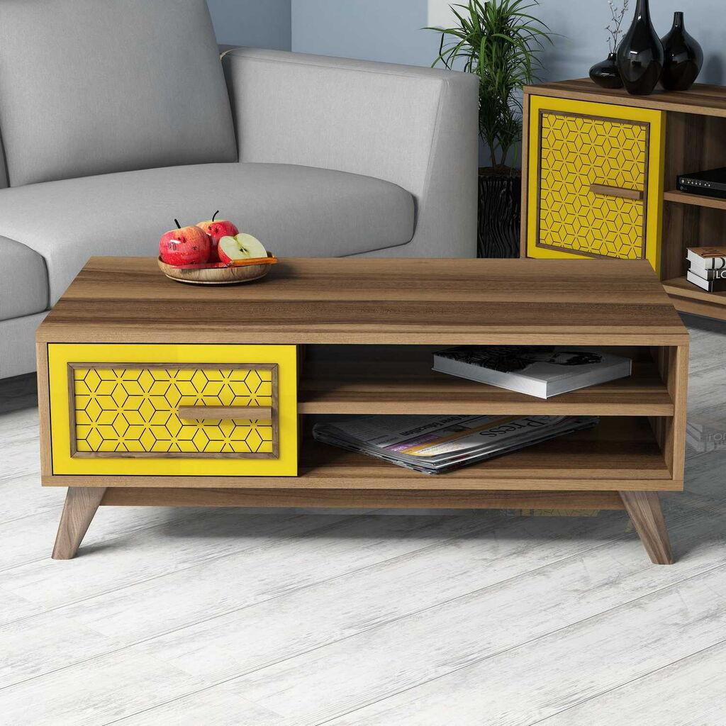 Маса Hanah Home Club Ayla, 105x38.2x60 см, кафеаво-жолта
