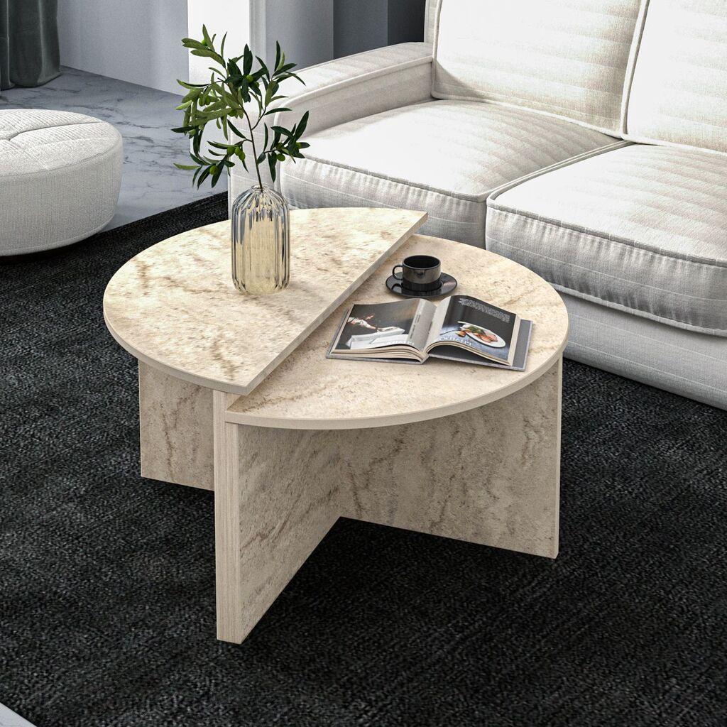 Комплет за клубска маса Hanah Home Dolunay, 70x51.8x38 см, 2 дела, беж