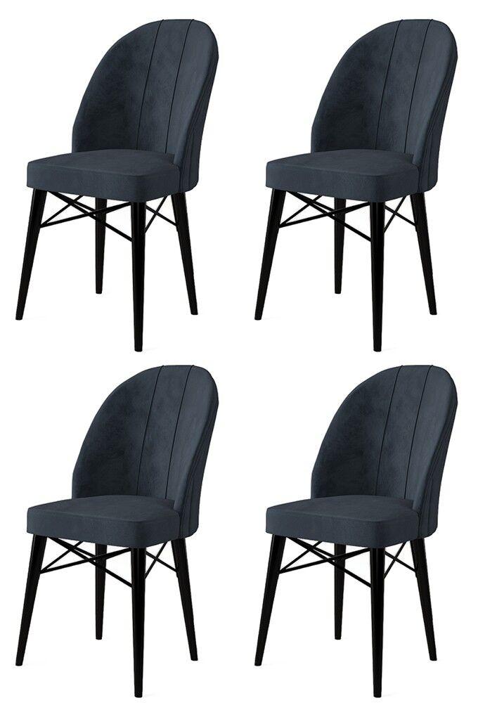 Комплет столчиња Hanah Home Ritim, 44x96x42 см, 4 парчиња, антрацит-црна