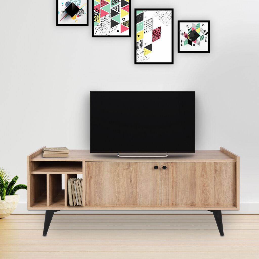 Комода за телевизор Hanah Home Astana, 150x40x62 см, даб-црна