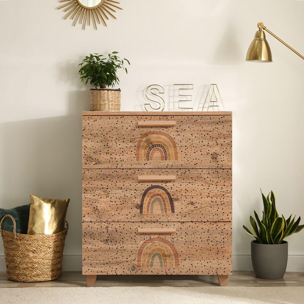 Комода Hanah Home Leva Gravis Rainbow, 80x95x43 см, кафеава