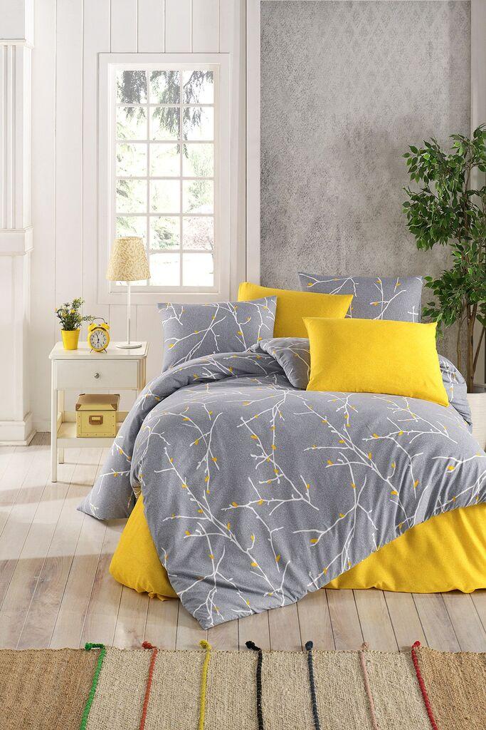 Комплет постелнина L'essentiel Maison Parure Fitted, 200x220 cm, сиво-жолта