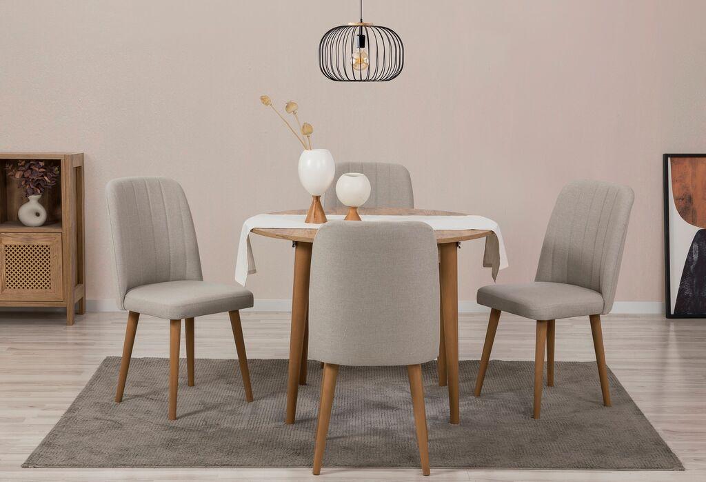 Комплет трпезариска маса Hanah Home и 4 трпезариски столчиња Vina 1005, беж