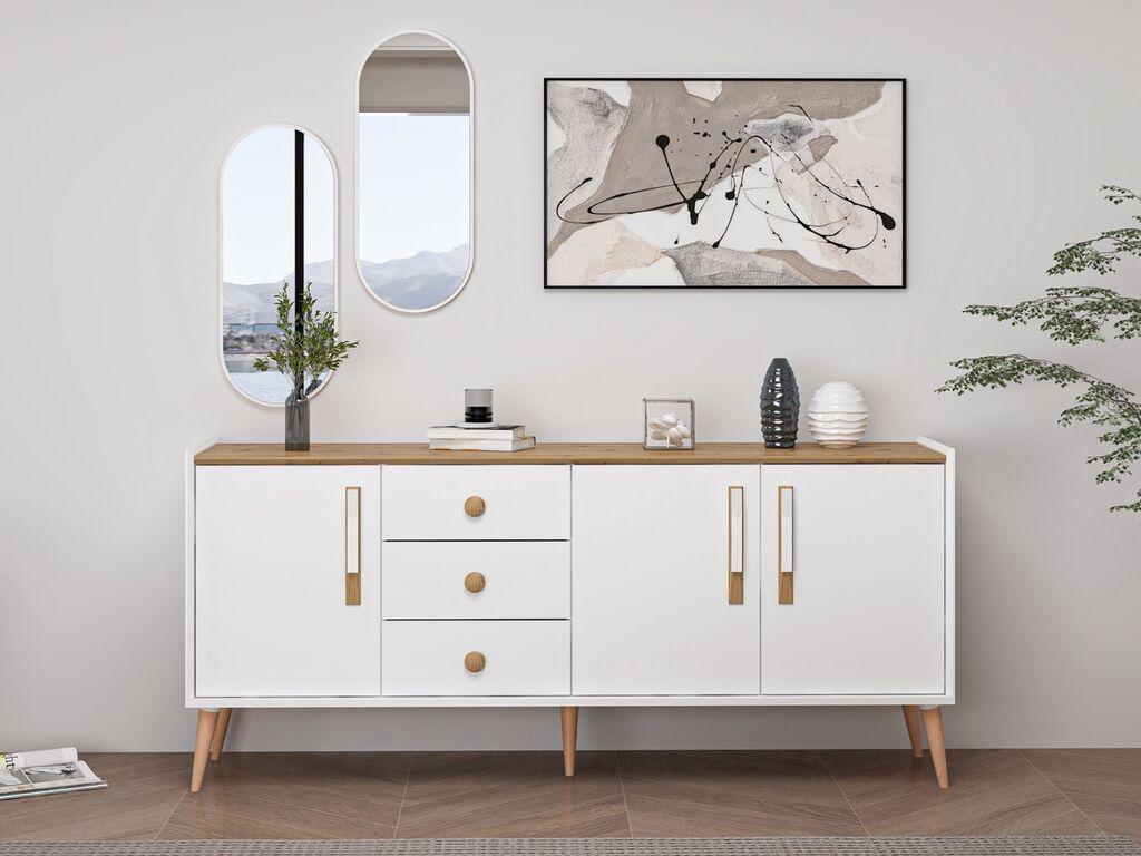 Огледало Митра за домашна конзола Hanah, 180x80x45 см, бело