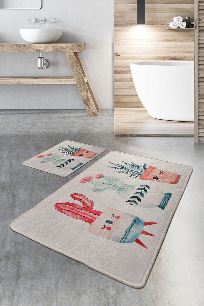 Простирка за капење L'essentiel Maison Happy Cactus, 2 парчиња, сива боја
