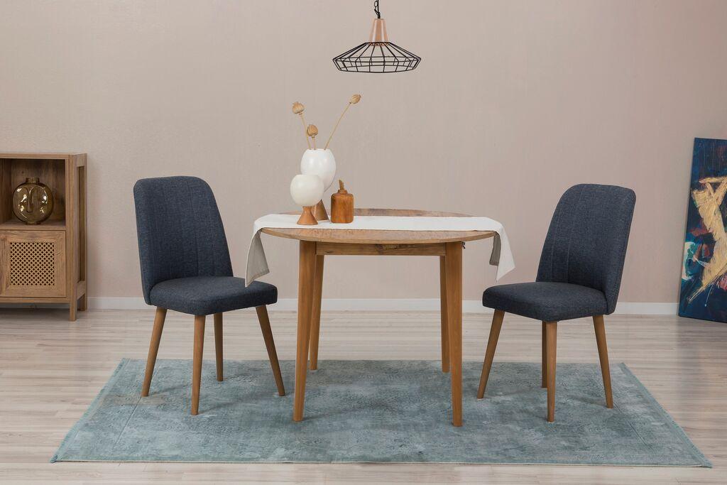Трпезариска маса Hanah Home Set и 2 трпезариски столчиња Vinah 1048, даб