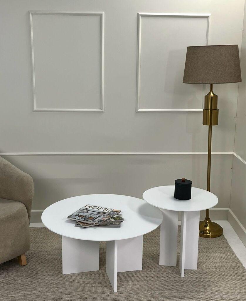 Комплет клуб маса Hanah Home Leo, 2 парчиња, жолто-бела