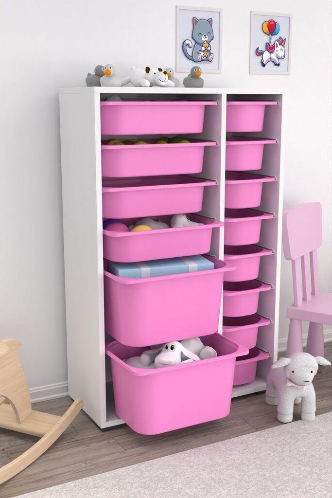 Комода Hanah Home за повеќекратна употреба Rine 2D4K8U v2, 69,5 x 30 x 109 см, бело-розова