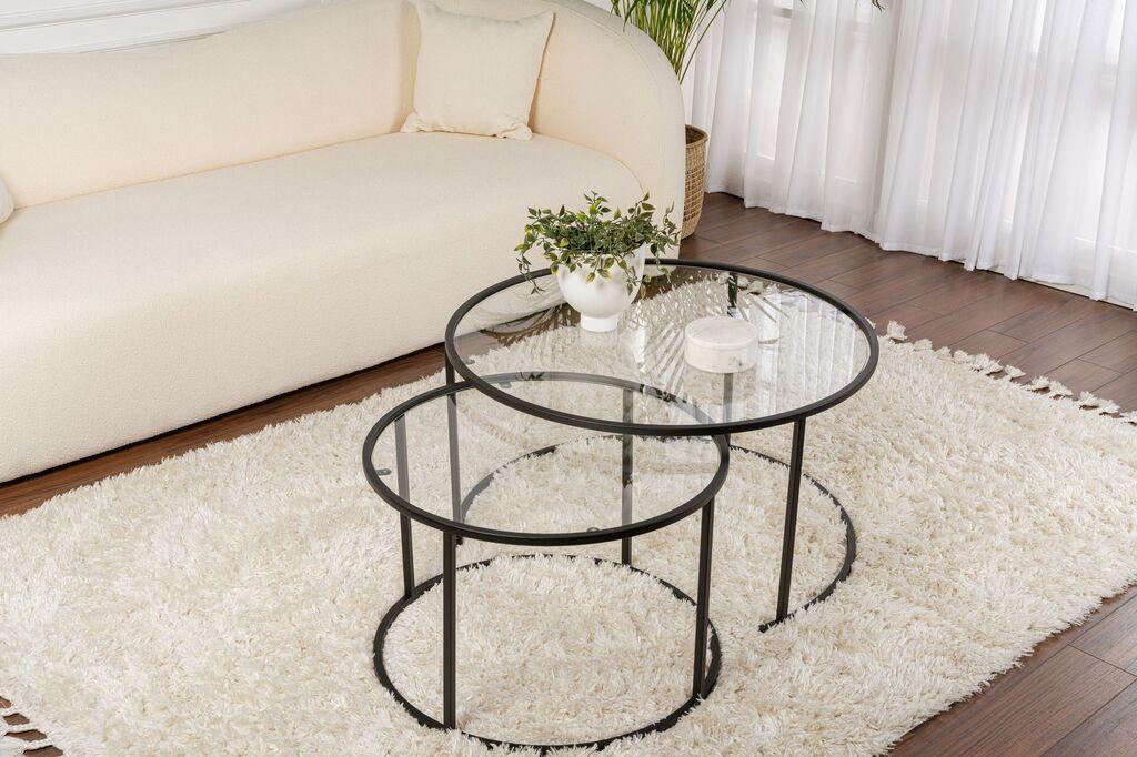 Комплет за маса Hanah Home Klub Aurum, 60x60x39, 80x80x43 см, 2 парчиња, црна