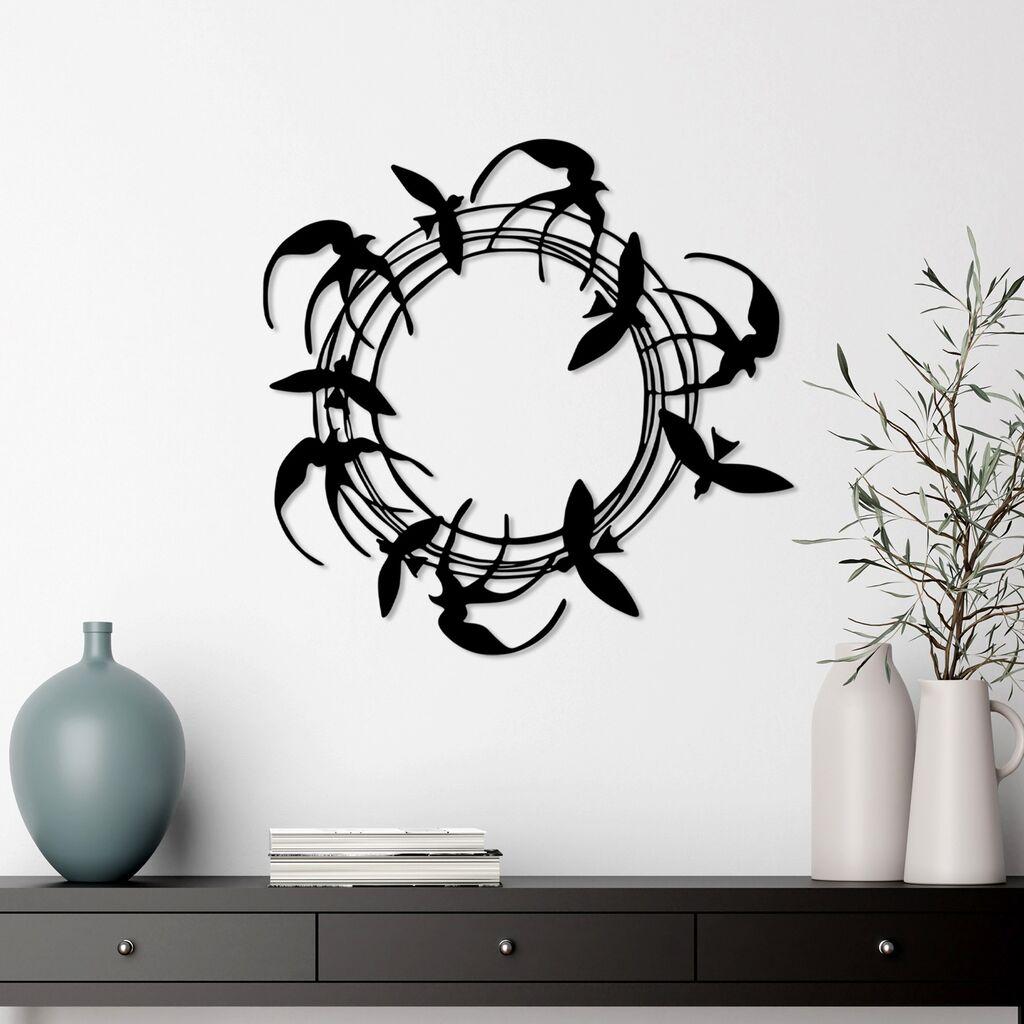 Wallity декорација за dzид Спирални птици 3, 57 x 55 см, црна