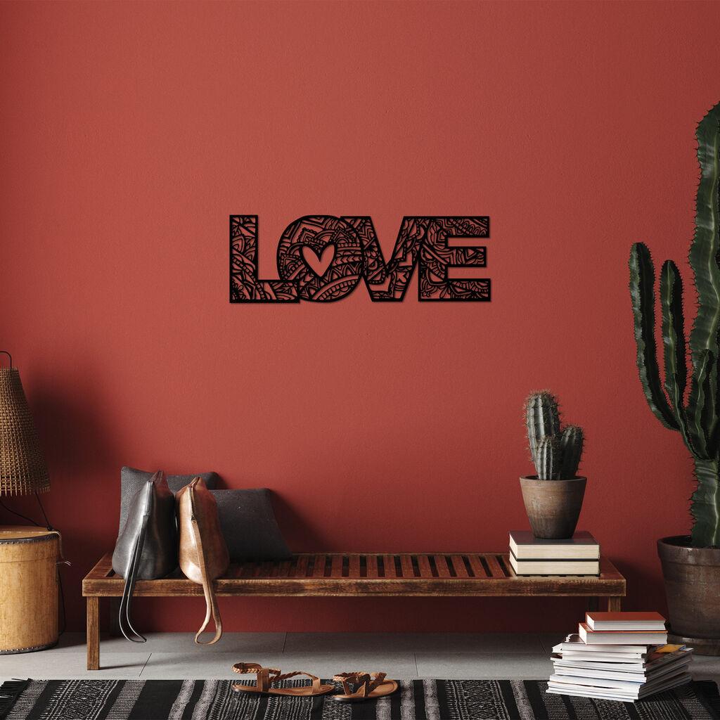 Wallity Метална ѕидна декорација Love 5, 23x70 cm, црна