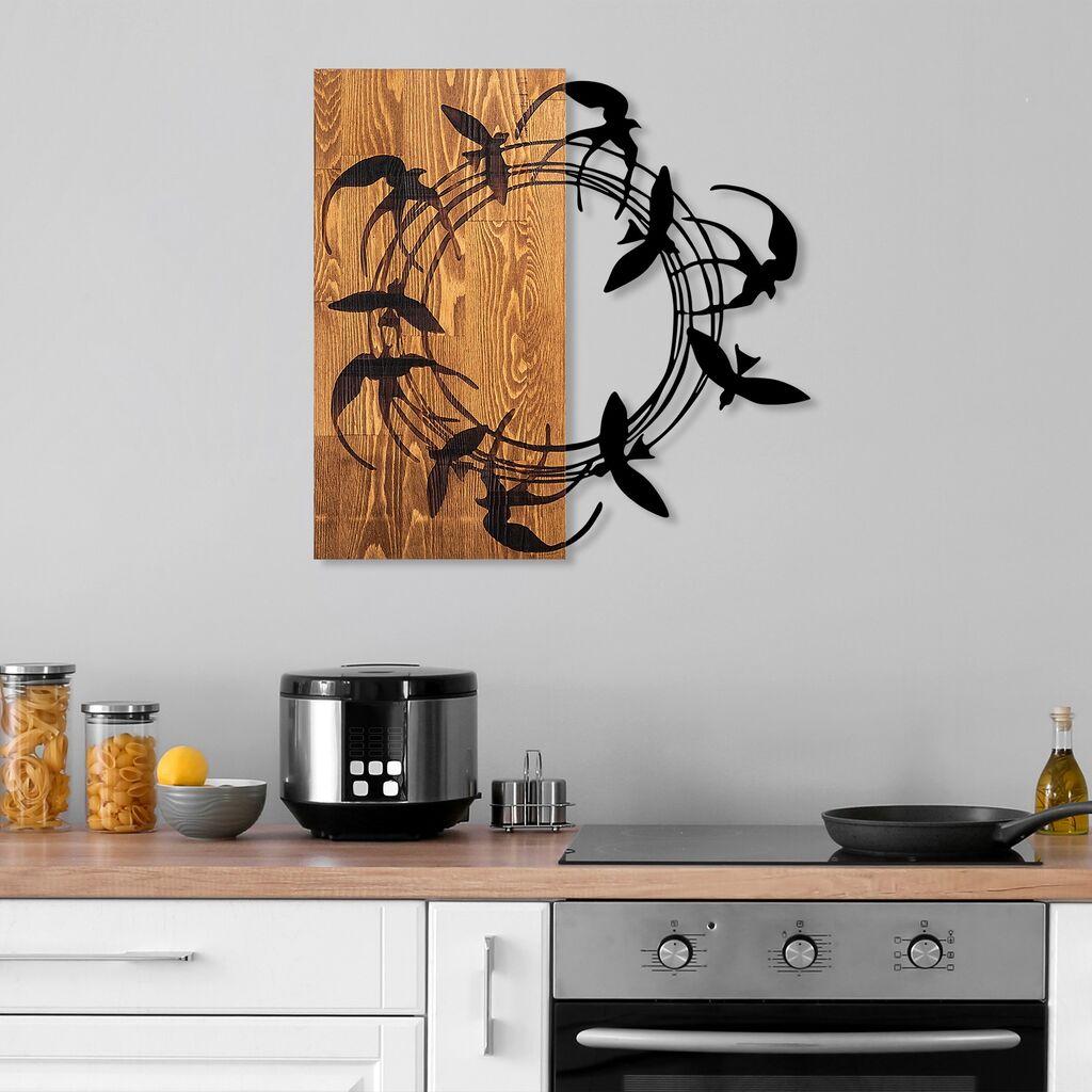 Wallity декорација за ѕид Спирални птици 1, 58 x 58 см, кафеава