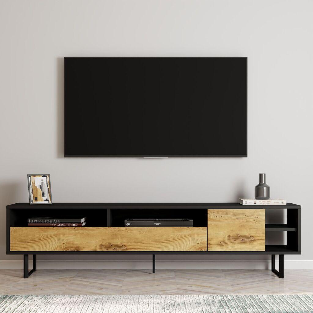 Комода за телевизор Hanah Home Luga, 180x44,7x29,8 см, црна