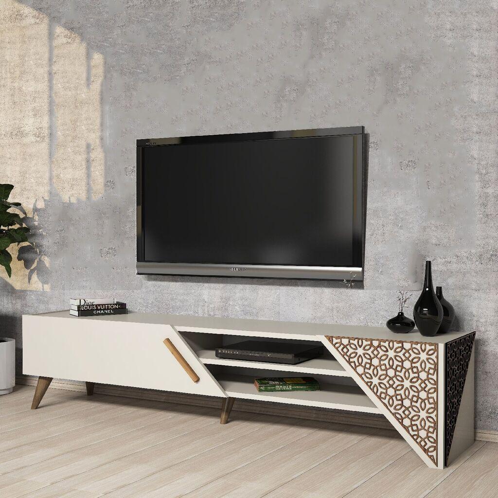 ТВ кабинет Hanah Home Beryl 2, 180x37x40 см, крем боја