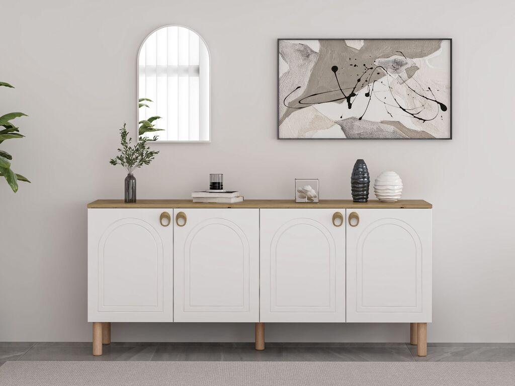 Hanah Home Console Огледало Lotus, 180x81x45 см, бело