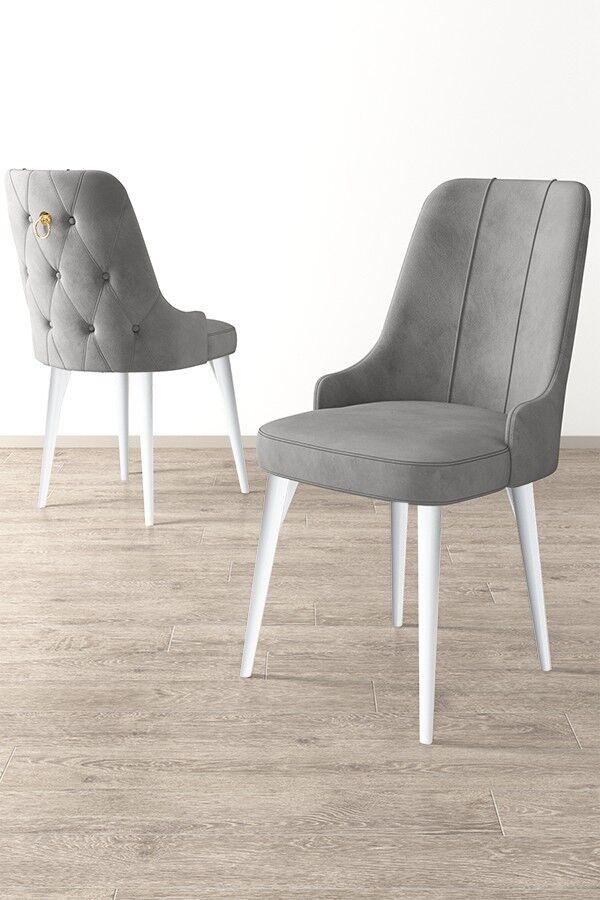 Комплет столчиња Hanah Home Newa, 46x94x46 см, 2 парчиња, сиво-бели
