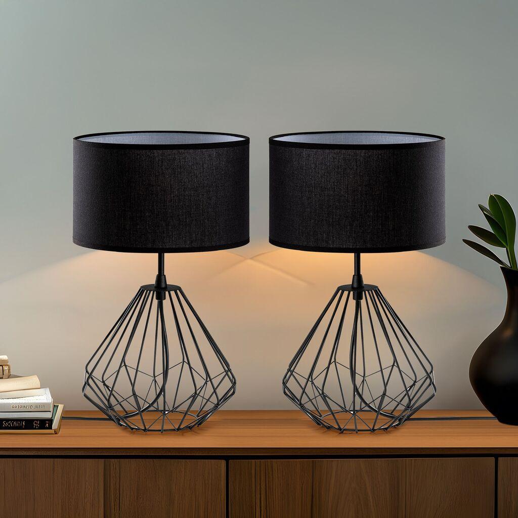 Комплет столни ламби Opviq Diamond-S-705, 25x25x43 см, IP20, 2 парчиња, црна