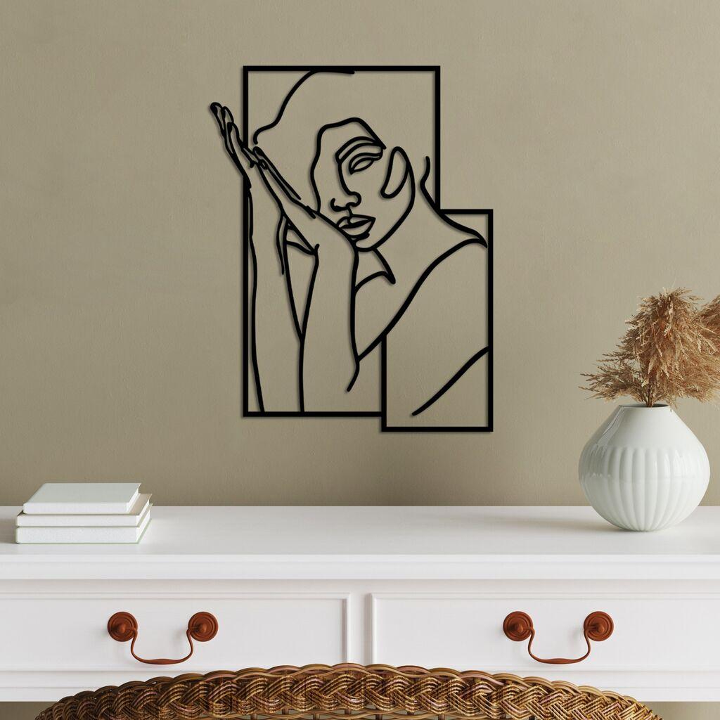 Wallxpert декорација за dzид за жена 2 M, 50x38cm, црна