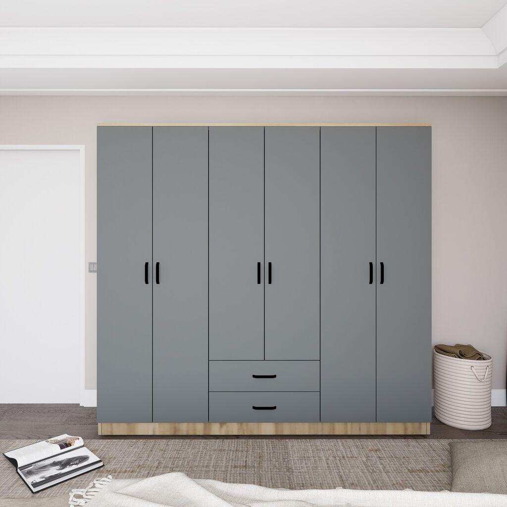 Hanah Home Гардеробер Yaman Luna Fel 1600-65, 180x190x45 см, сив