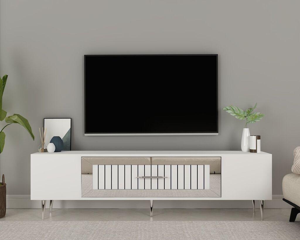 ТВ кабинет Hanah Home Decolp3, 150x48,2x29,6 см, бела-сребрена