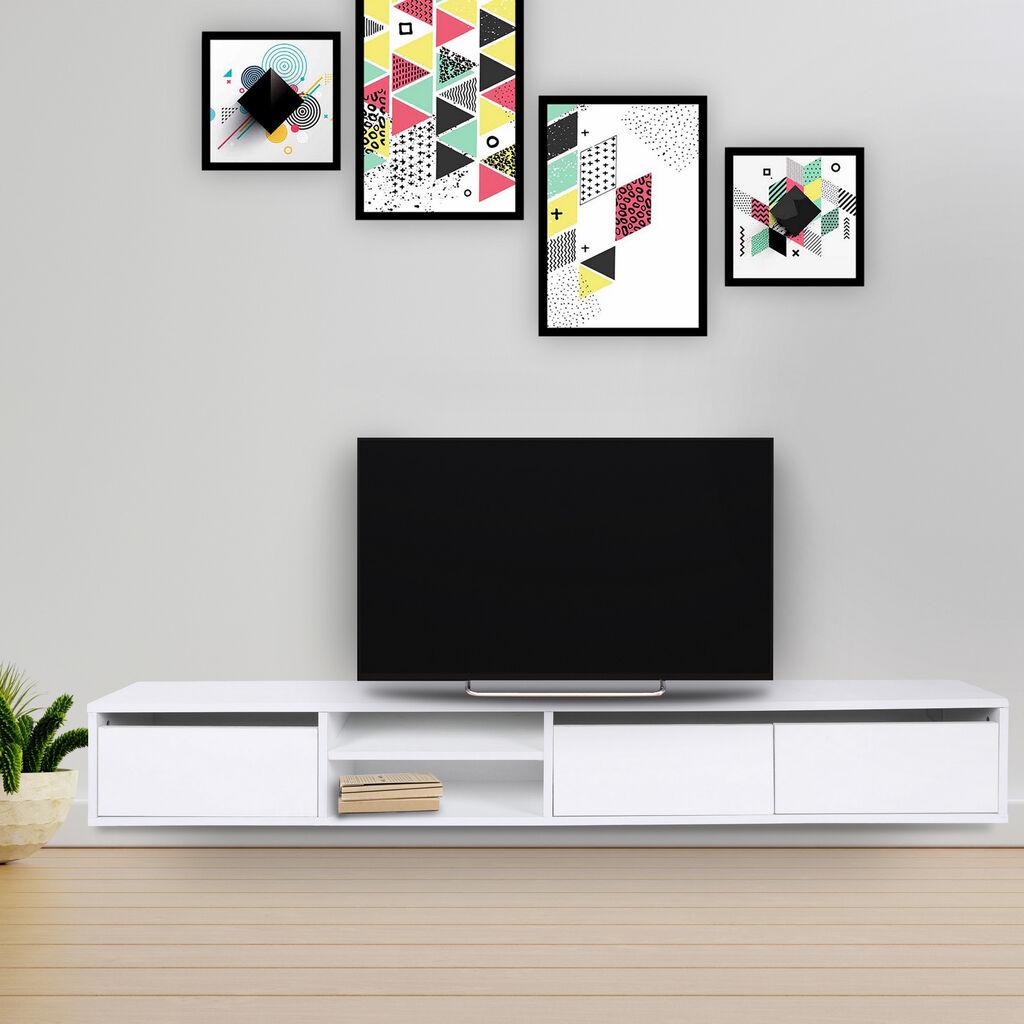 Комода за телевизор Hanah Home Dublin, 180x30x25 см, бела