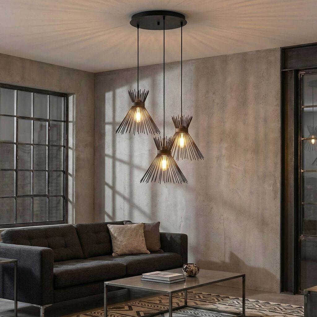 Лустер Opviq Kirpi-3085, 63x63 см, 3xE27, 40W, црн