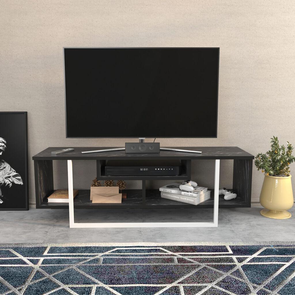 Комода за телевизор Hanah Home Asal 120, 120x40,2x35,2 см, црно-бело