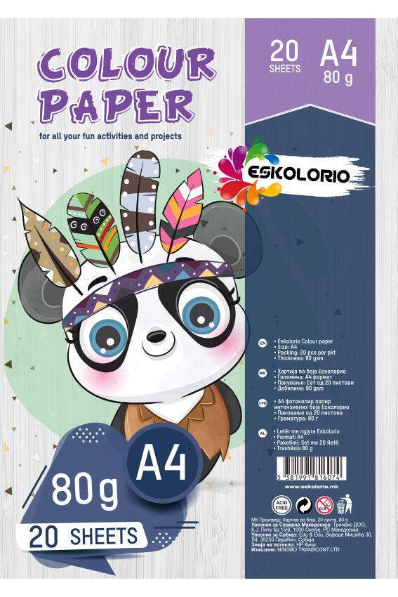 Eskolorio Хартија во боја - 80гр. 20 листа