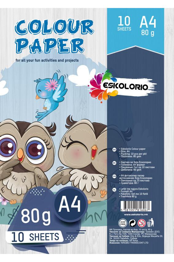 Eskolorio Хартија во боја - 80гр. 10 листа