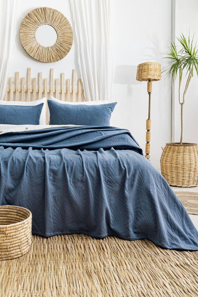Комплет прекривки и навлаки за перници L'essentiel Maison Silvia, 240x260 см, Indigo