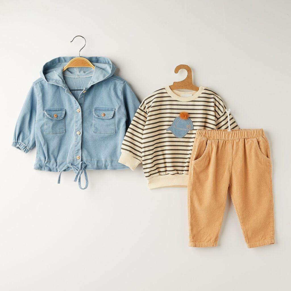 Комплет блуза, панталони и фармерска јакна