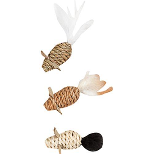 FLAMINGO Играчка за маче-Глувче јутено Три со пердув опашка