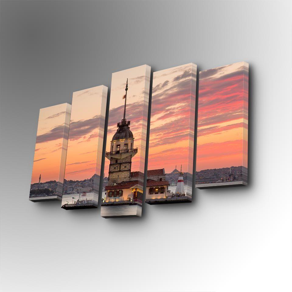 Wallity Декоративни слики на платно, 14x50 см, 5 парчиња, шарени